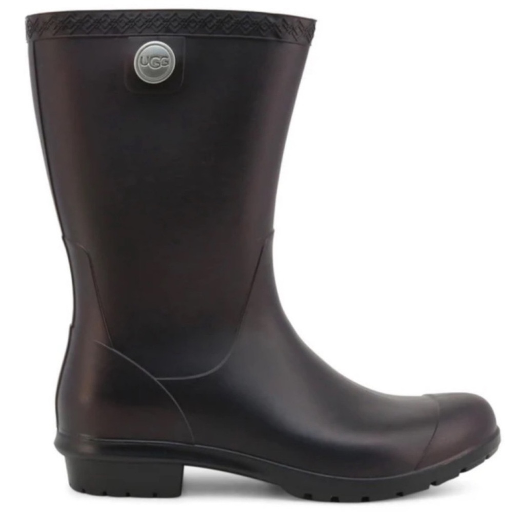UGG Sienna Matte Rain Rubber Boots Slip On Black 1100510 Size 9 Real Fur NEW - Picture 15 of 15
